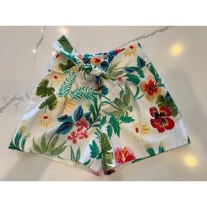Zara Girls Tie Waist Floral Tropical Shorts Size 7‎ cm122